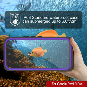 Caso impermeable de Google Pixel 9 Pro, cubierta de armadura punkcase [serie extrema] con protector de pantalla incorporado [púrpura]