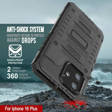 Cargar imagen en el visor de la galería, iPhone 16 Plus Metal Extreme 3.0 Serie Estuche impermeable de aluminio IP68 w/Buillt en la pantalla Protector y Kickstand [negro]
