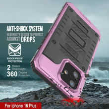 Cargar imagen en el visor de la galería, Case impermeable de aluminio de iPhone 16 Plus Metal Extreme 3.0 IP68 con Buillt en la pantalla Protector y Kickstand [rosa]
