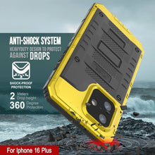 Cargar imagen en el visor de la galería, Case impermeable de aluminio de iPhone 16 Plus Metal Extreme 3.0 IP68 con protector de pantalla y Kickstand [amarillo]
