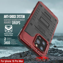 Cargar imagen en el visor de la galería, iPhone 16 Pro Max Metal Extreme 3.0 Estuche impermeable de aluminio IP68 con buillt en la pantalla Protector y Kickstand [rojo]
