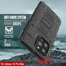 Cargar imagen en el visor de la galería, iPhone 16 Pro Max Metal Extreme 3.0 Estuche impermeable de aluminio IP68 con buillt en la pantalla Protector y Kickstand [negro]
