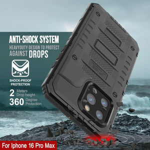 iPhone 16 Pro Max Metal Extreme 3.0 Estuche impermeable de aluminio IP68 con buillt en la pantalla Protector y Kickstand [negro]