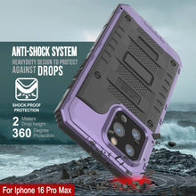 Cargar imagen en el visor de la galería, iPhone 16 Pro Max Metal Extreme 3.0 Estuche impermeable de aluminio IP68 con buillt en la pantalla Protector y Kickstand [púrpura]
