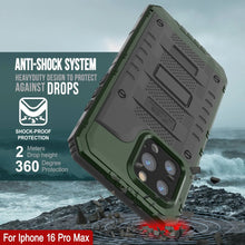 Cargar imagen en el visor de la galería, iPhone 16 Pro Max Metal Extreme 3.0 Estuche impermeable de aluminio IP68 con buillt en la pantalla Protector y Kickstand [Dark Green]
