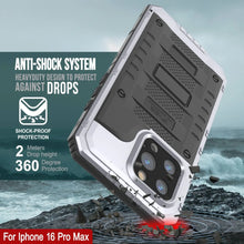 Cargar imagen en el visor de la galería, iPhone 16 Pro Max Metal Extreme 3.0 Estuche impermeable de aluminio IP68 con buillt en la pantalla Protector y Kickstand [blanco]
