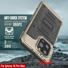 Cargar imagen en el visor de la galería, iPhone 16 Pro Max Metal Extreme 3.0 Estuche impermeable de aluminio IP68 con buillt en la pantalla Protector y Kickstand [dorado]
