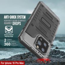 Cargar imagen en el visor de la galería, iPhone 16 Pro Max Metal Extreme 3.0 Estuche impermeable de aluminio IP68 con buillt en la pantalla Protector y Kickstand [Silver]
