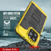 Load image into Gallery viewer, Caso impermeable de aluminio de la serie iPhone 16 Pro Metal 3.0 IP68 con protector de pantalla y Kickstand [amarillo]
