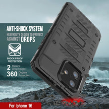 Cargar imagen en el visor de la galería, Case impermeable de aluminio de la serie Extreme 3.0 iPhone 16 con protector de pantalla y Kickstand [negro]
