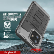 Cargar imagen en el visor de la galería, Case impermeable de aluminio de la serie Extreme 3.0 iPhone 16 con protector de pantalla y patada [plata]
