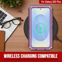 Cargar imagen en el visor de la galería, Galaxy S25 más estuche de metal, cubierta de armadura de grado militar de servicio pesado [prueba de choque] Cuerpo completo duro [rosa]
