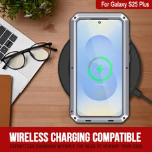 Cargar imagen en el visor de la galería, Galaxy S25 más estuche de metal, cubierta de armadura de grado militar de servicio pesado [prueba de choque] Cuerpo completo duro [blanco]
