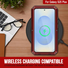 Cargar imagen en el visor de la galería, Galaxy S25 más estuche de metal, cubierta de armadura de grado militar de alta resistencia [prueba de choque] Cuerpo completo duro [rojo]
