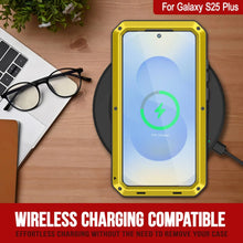 Cargar imagen en el visor de la galería, Galaxy S25 más estuche de metal, cubierta de armadura de grado militar de servicio pesado [prueba de choque] Cuerpo completo duro [amarillo]
