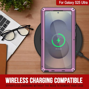Caso de metal Ultra Galaxy S25, cubierta de armadura de grado militar de servicio pesado [prueba de choque] Cuerpo completo duro [rosa]