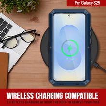 Cargar imagen en el visor de la galería, Case de metal Galaxy S25, cubierta de armadura de grado militar de servicio pesado [prueba de choque] Cuerpo completo duro [azul]
