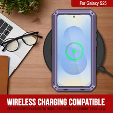 Cargar imagen en el visor de la galería, Case de metal Galaxy S25, cubierta de armadura de grado militar de servicio pesado [prueba de choque] Cuerpo completo duro [Púrpura]
