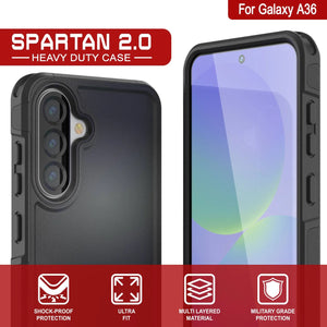 Punkcase Galaxy A36 Case, [Serie Spartan 2.0] Carrera de servicio pesado resistente [negro]