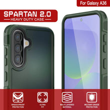 Cargar imagen en el visor de la galería, Punkcase Galaxy A36 Case, [Serie Spartan 2.0] Carrera de servicio pesado resistente [verde oscuro]

