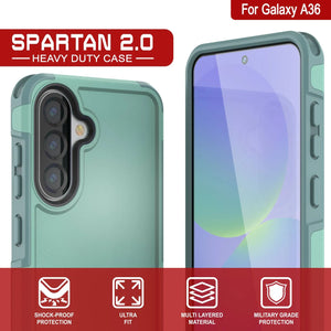 Punkcase Galaxy A36 Case, [Serie Spartan 2.0] Cubierta de servicio pesado resistente [verde azulado] [verde azulado]