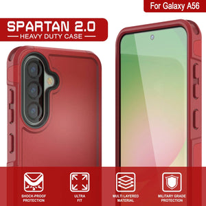 Punkcase Galaxy A56 Case, [Serie Spartan 2.0] Carrera de servicio pesado resistente [rojo]