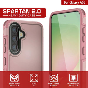 Punkcase Galaxy A56 Case, [Serie Spartan 2.0] Carrera cubierta de servicio pesado resistente [rosa]