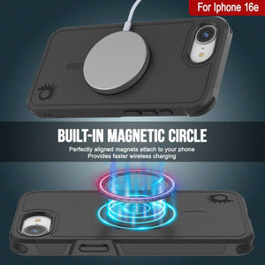Punkcase iPhone 16E Case, [Serie Spartan 2.0] Carrera de servicio pesado resistente con protector de pantalla incorporado [negro]