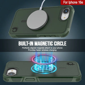 Punkcase iPhone 16E Case, [Serie Spartan 2.0] Carrera de servicio pesado resistente con protector de pantalla incorporado [Dark Green]
