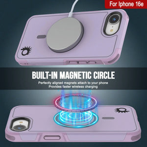 Punkcase iPhone 16E Case, [Serie Spartan 2.0] Carrera de servicio pesado resistente con protector de pantalla incorporado [lila]
