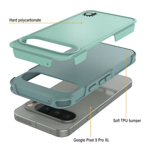 Punkcase Google Pixel 9 Pro XL Case, [Serie Spartan 2.0] Cubierta de servicio pesado resistente con protector de pantalla incorporado [verde azulado]