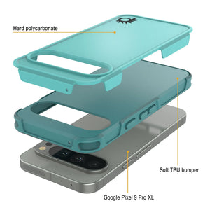 Punkcase Google Pixel 9 Pro XL Case, [Serie Spartan 2.0] Cubierta de servicio pesado resistente con protector de pantalla incorporado [azul]