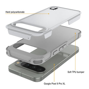 Punkcase Google Pixel 9 Pro XL Case, [Serie Spartan 2.0] Cubierta de servicio pesado resistente con protector de pantalla incorporado [blanco]