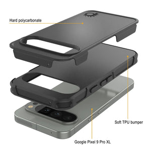 Punkcase Google Pixel 9 Pro XL Case, [Serie Spartan 2.0] Cubierta de servicio pesado resistente con protector de pantalla incorporado [negro]