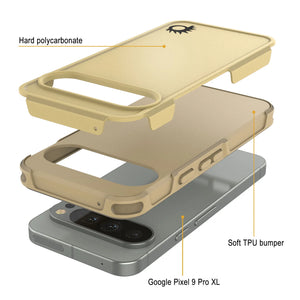 Punkcase Google Pixel 9 Pro XL Case, [Serie Spartan 2.0] Cubierta de servicio pesado transparente con protector de pantalla incorporado [Amarillo]