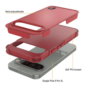 Punkcase Google Pixel 9 Pro XL Case, [Serie Spartan 2.0] Cubierta de servicio pesado resistente con protector de pantalla incorporado [rojo]