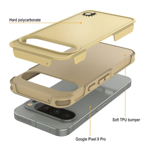 Punkcase Google Pixel 9 Pro Case, [Serie Spartan 2.0] Cubierta de servicio pesado resistente transparente con protector de pantalla incorporado [amarillo]