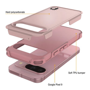 Punkcase Google Pixel 9 Case, [Serie Spartan 2.0] Cubierta de servicio pesado resistente con protector de pantalla incorporado [rosa]