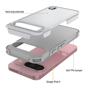 Punkcase Google Pixel 9 Case, [Serie Spartan 2.0] Cubierta de servicio pesado resistente con protector de pantalla incorporado [blanco]