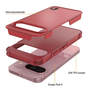 Punkcase Google Pixel 9 Case, [Serie Spartan 2.0] Cubierta de servicio pesado resistente con protector de pantalla incorporado [rojo]