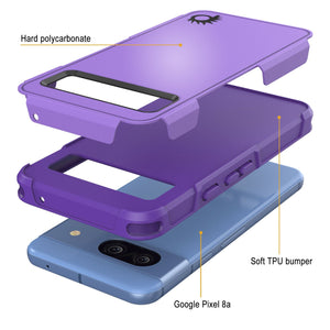 Funda PunkCase para Google Pixel 9 Pro XL, [Serie Spartan 2.0], transparente, resistente y duradera, con protector de pantalla incorporado [morado]