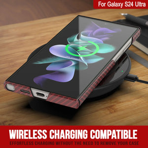 Galaxy S24 Ultra Case, Punkcase Carbon -Walkield, Heavy Duty & Ultra Fin Cover [a prueba de choques] [Non Slip] [rojo]