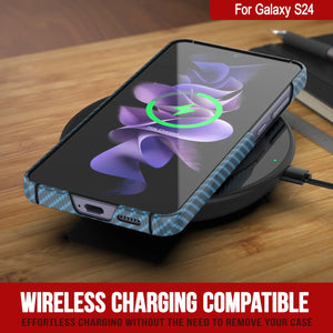 Case Galaxy S24, Punkcase Carbonalfield, Servicio pesado y cubierta ultra delgada [a prueba de choques] [no deslizamiento] [azul claro]