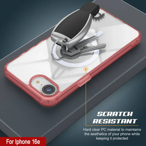 Punkcase iPhone 16E Case de carga inalámbrica magnética [Serie ClearMag] [Rojo]
