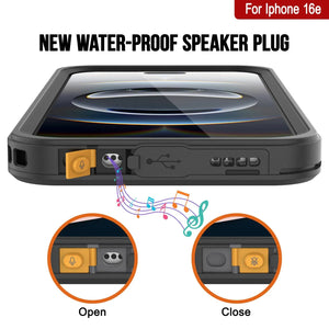 Case impermeable para iPhone 16E, cubierta de armadura punkcase [serie extrema] con protector de pantalla incorporado [negro]