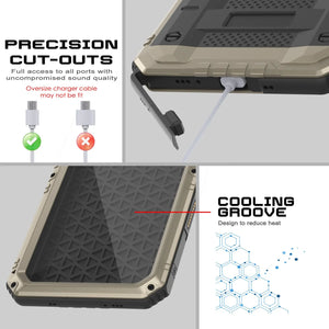 Case impermeable de aluminio de iPhone 16 Plus Metal Extreme 3.0 IP68 con protector de pantalla y Kickstand [dorado]