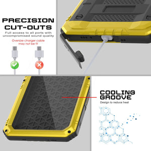 Case impermeable de aluminio de iPhone 16 Plus Metal Extreme 3.0 IP68 con protector de pantalla y Kickstand [amarillo]