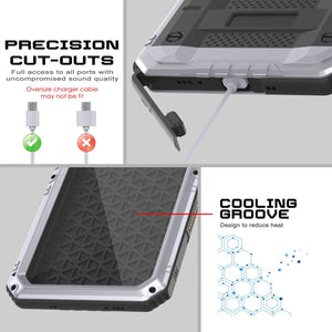 Caso impermeable de aluminio de la serie iPhone 16 Pro Metal 3.0 IP68 con protector de pantalla y Kickstand [blanco]