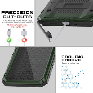 Caso impermeable de aluminio de iPhone 16 Metal Extreme 3.0 IP68 con protector de pantalla y Kickstand [Dark-Green]