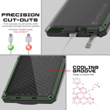 Cargar imagen en el visor de la galería, Galaxy S25 Case Ultra Metal, cubierta de armadura de grado militar de servicio pesado [prueba de choque] Cuerpo completo duro [verde oscuro]

